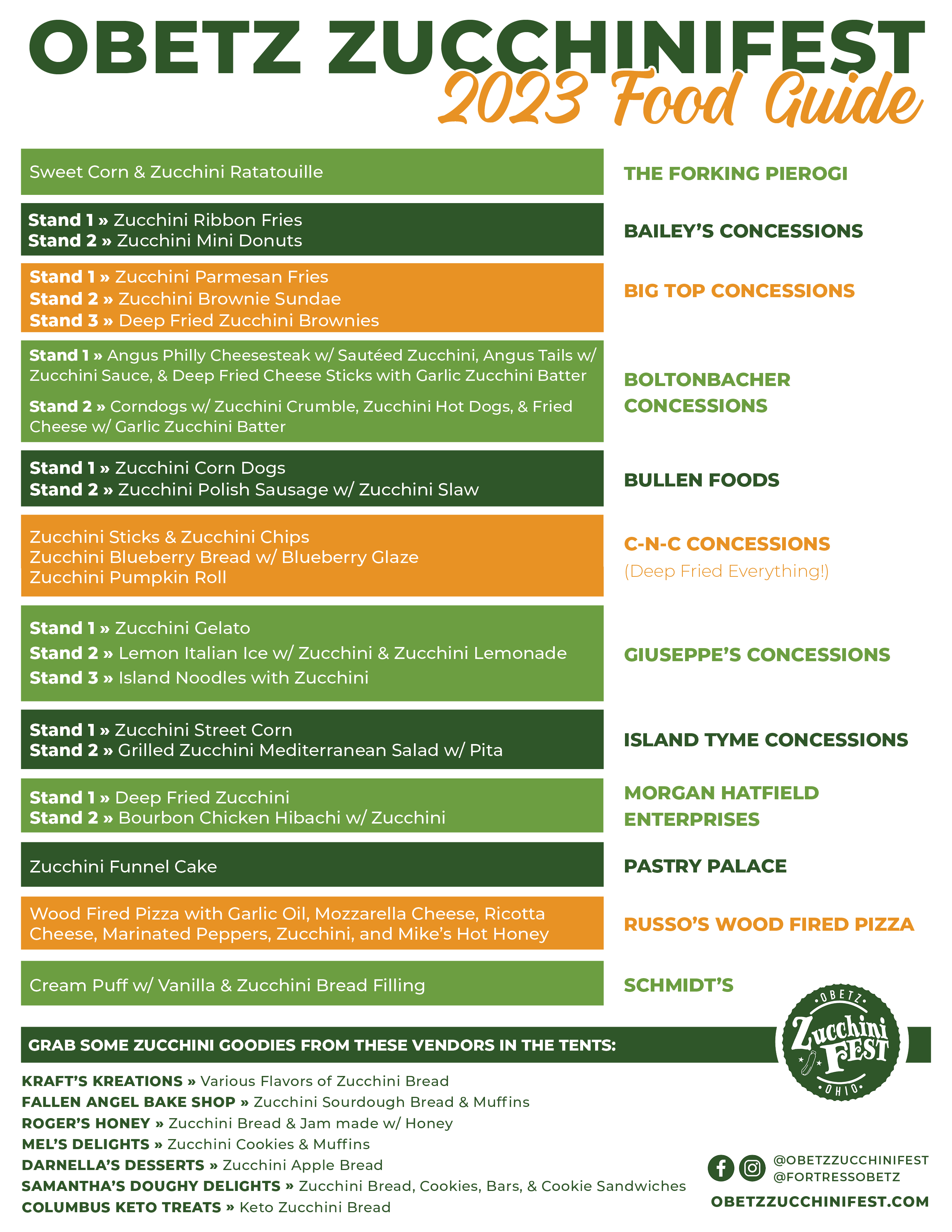 Food Guide Obetz Zucchinifest